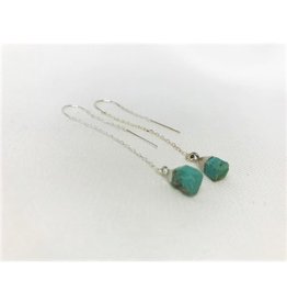 Thread Through Earrings - Turquoise/Silver