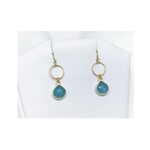 French Hook Earrings - Aquamarine/Gold/Sm Circle