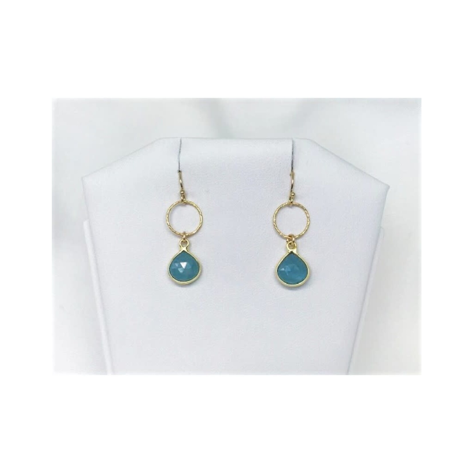 French Hook Earrings - Aquamarine/Gold/Sm Circle