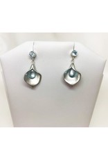 French Hook Earrings - Blue Topaz/Silver/Calla Lily