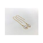 Thread Through Earrings - Pearl/Gold