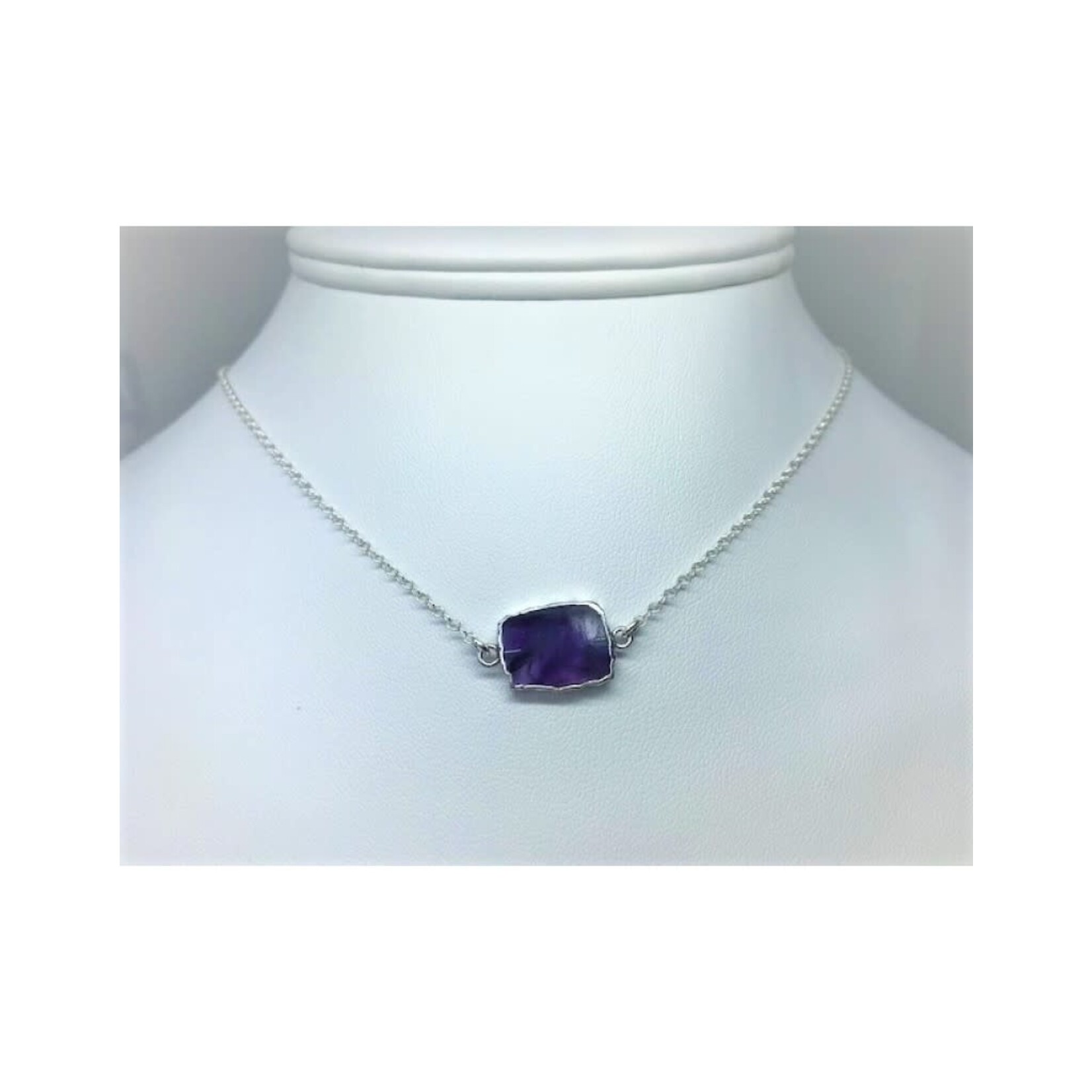 Gemstone Slice Necklace - Amethyst