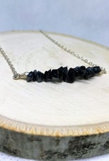 Gemstone Bar Necklace - Obsidian