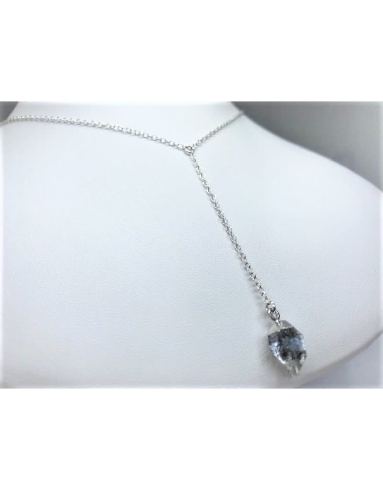 Herkimer Diamond Lariat Necklace - Silver