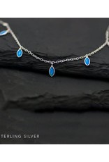 Blue Opal Teardrop Necklace - Silver