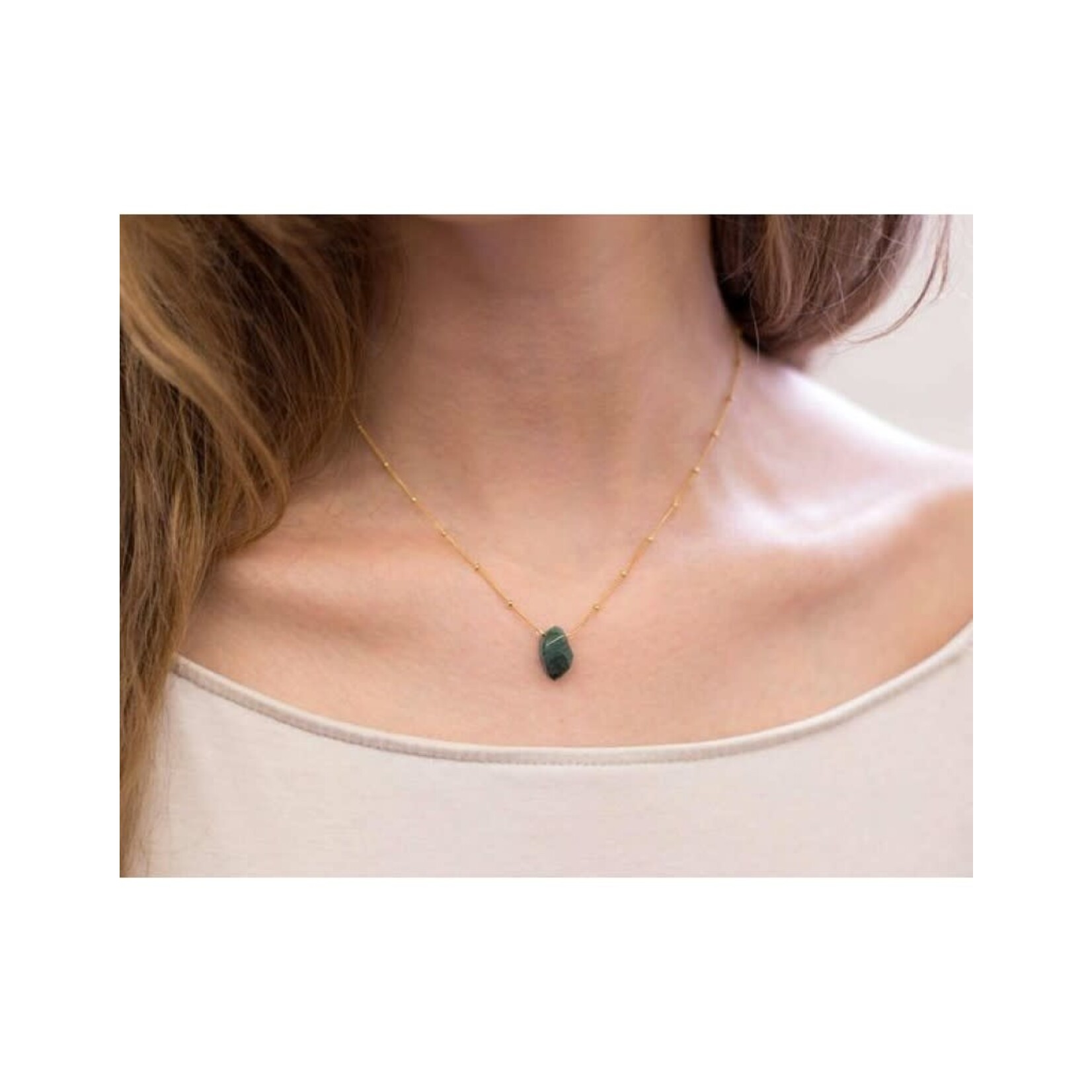 Raw Gemstone Necklace - Emerald