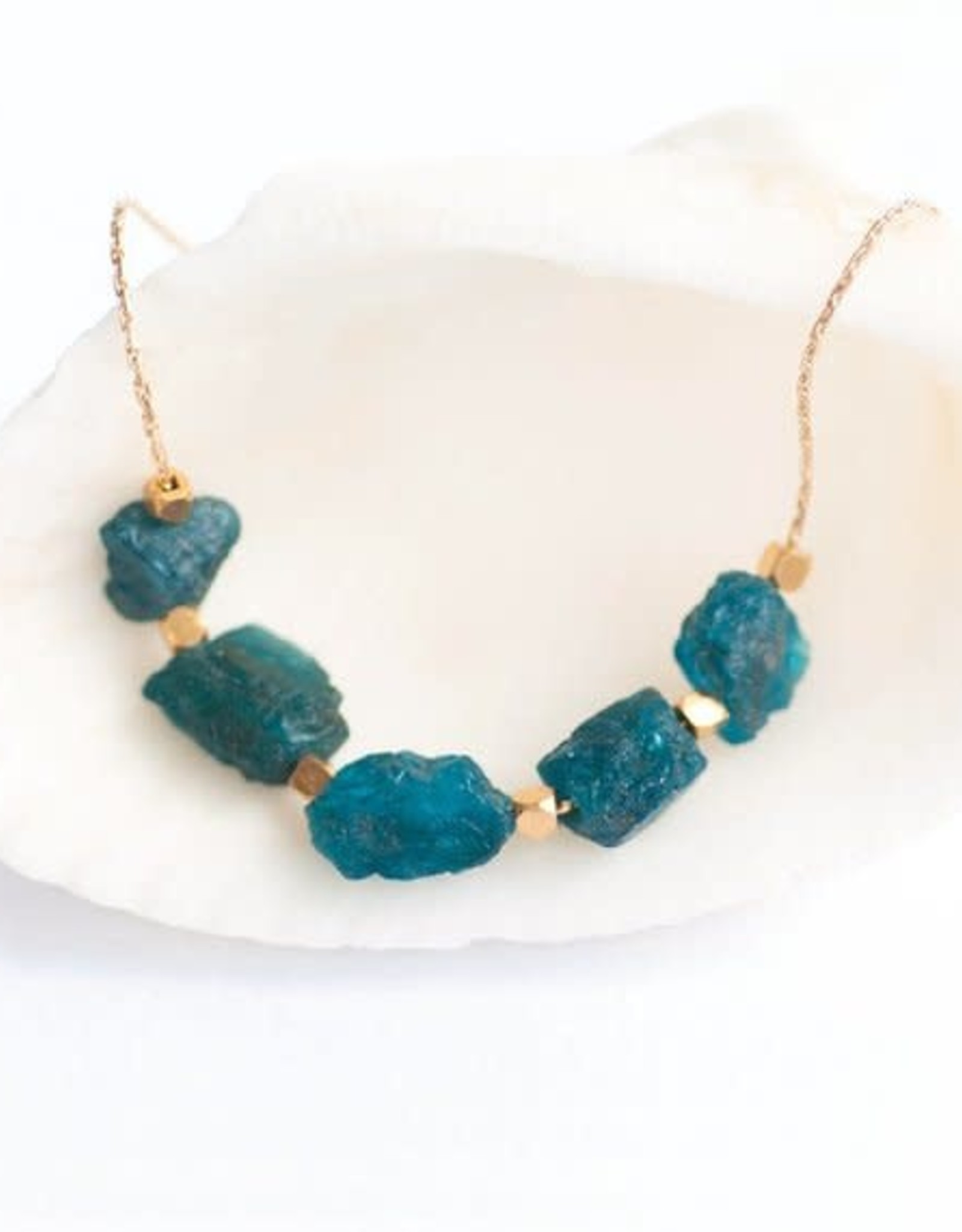 Raw Gemstone Necklace - Apatite Five Stone