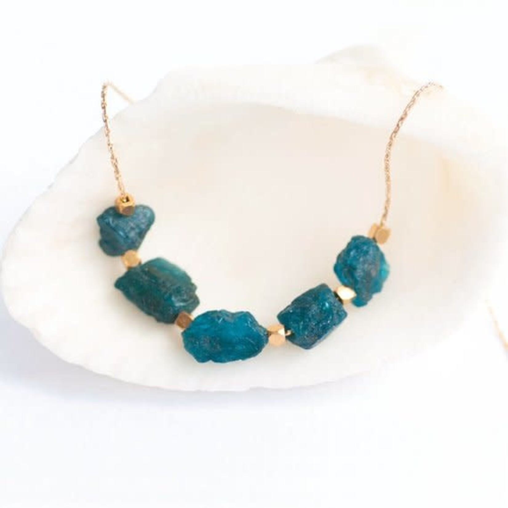 Raw Gemstone Necklace - Apatite Five Stone