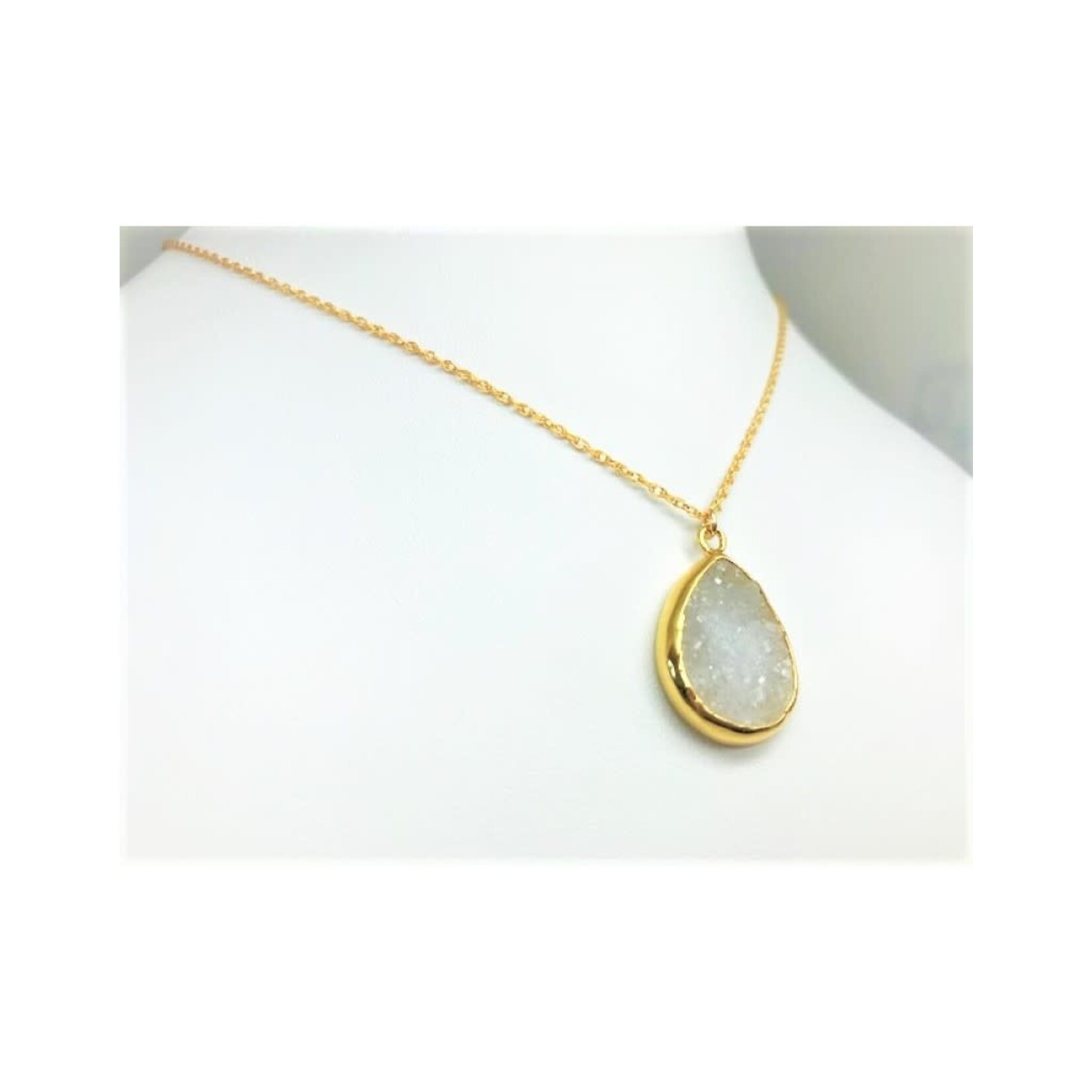 Druzy Pendant Necklace - Gold
