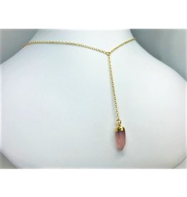 Lariat Necklace - Pink Chalcedony