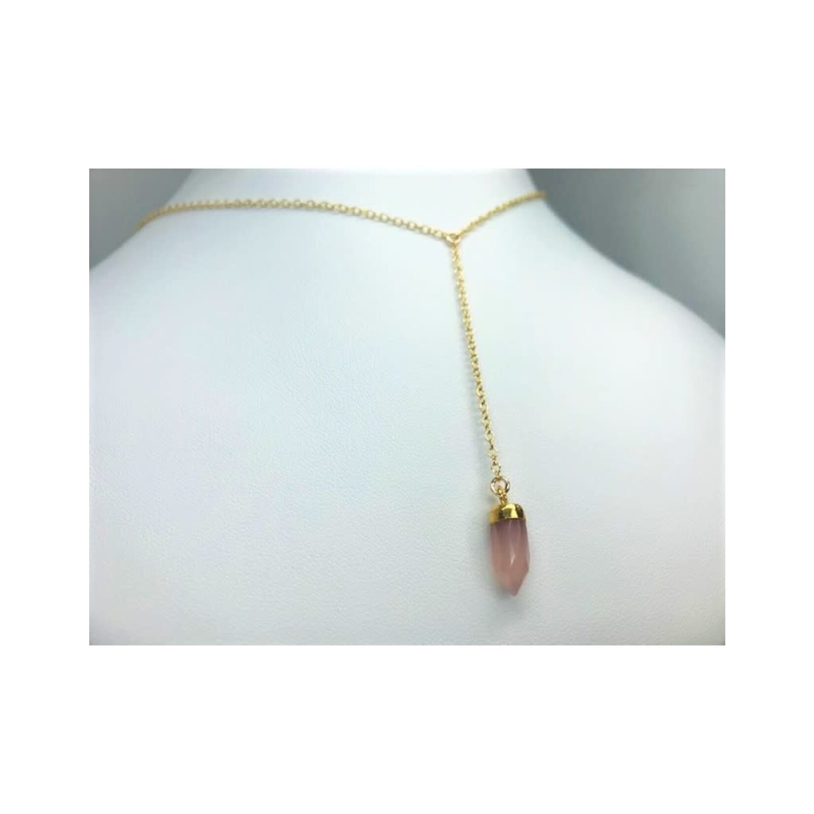 Lariat Necklace - Pink Chalcedony