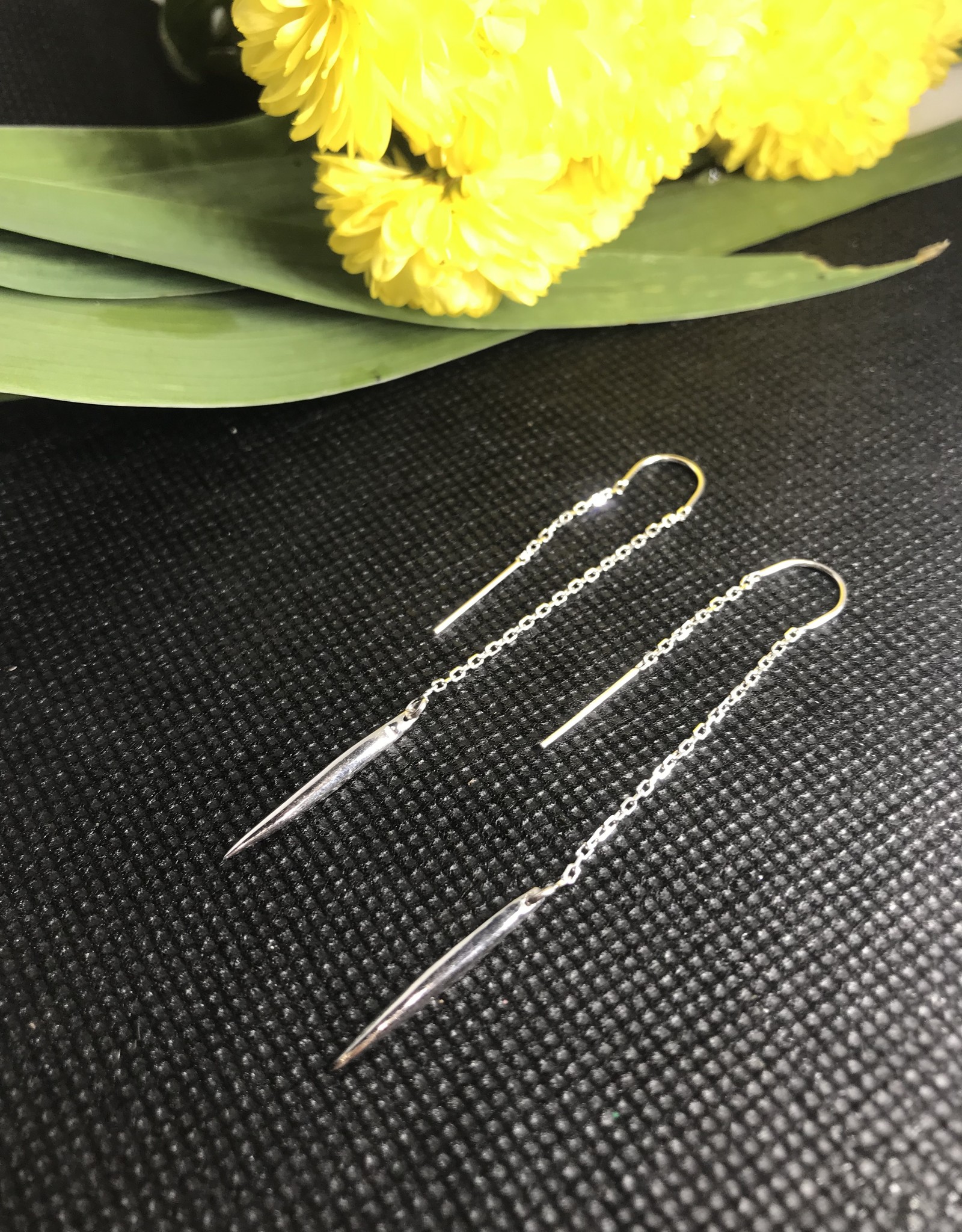 Thread Through Earrings - Lariat/Silver
