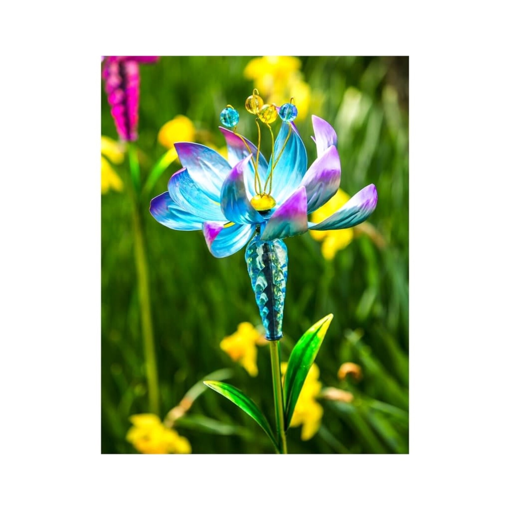 Lotus Flower Spinner Stake - Blue