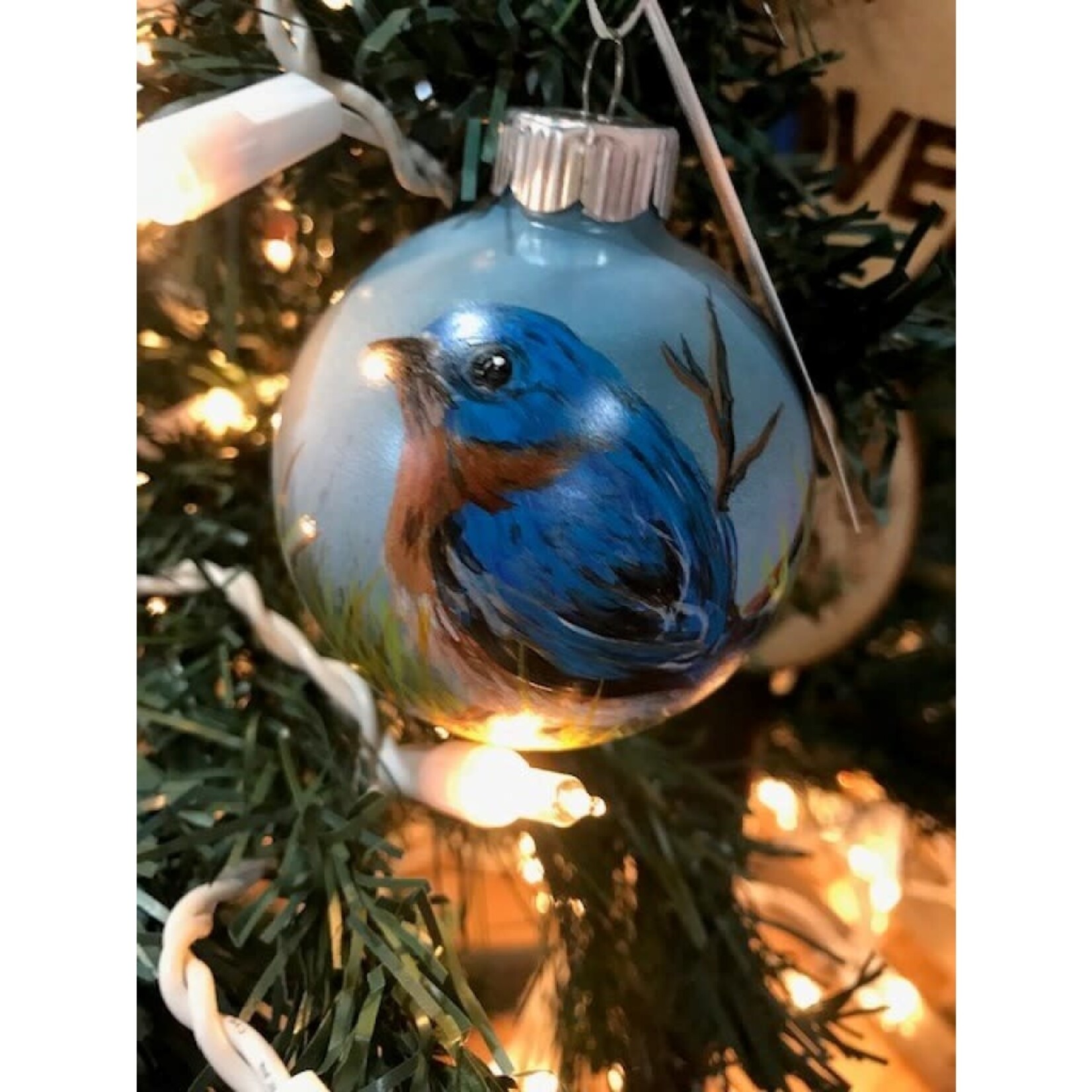 Hand-Painted Ornament - Bluebird in Spring