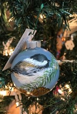 Hand-Painted Ornament - Chickadee in Winter With Pine Cone
