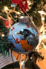 Hand-Painted Ornament - Oriole in Winter With Berries