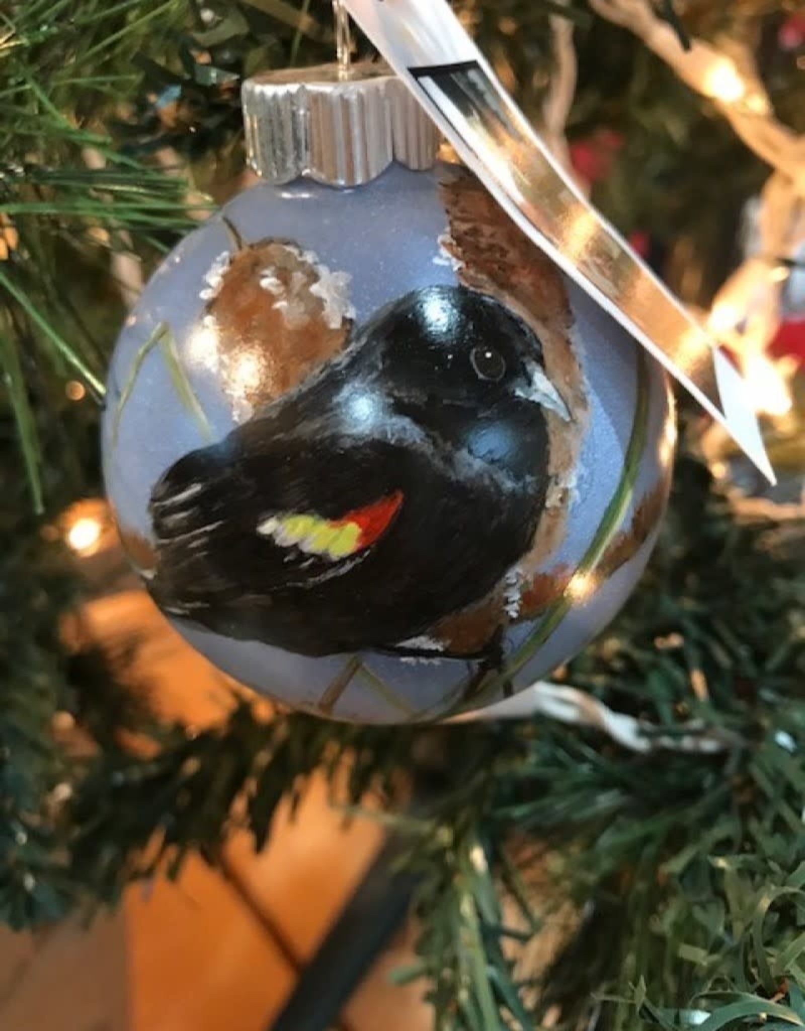 Hand-Painted Ornament - Red Winged Blackbird