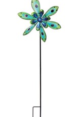 Wind Spinner Spinner Stake - Glass & Metal Peacock