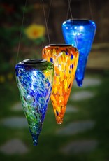 Solar Hanging Lantern - Blue Art Glass