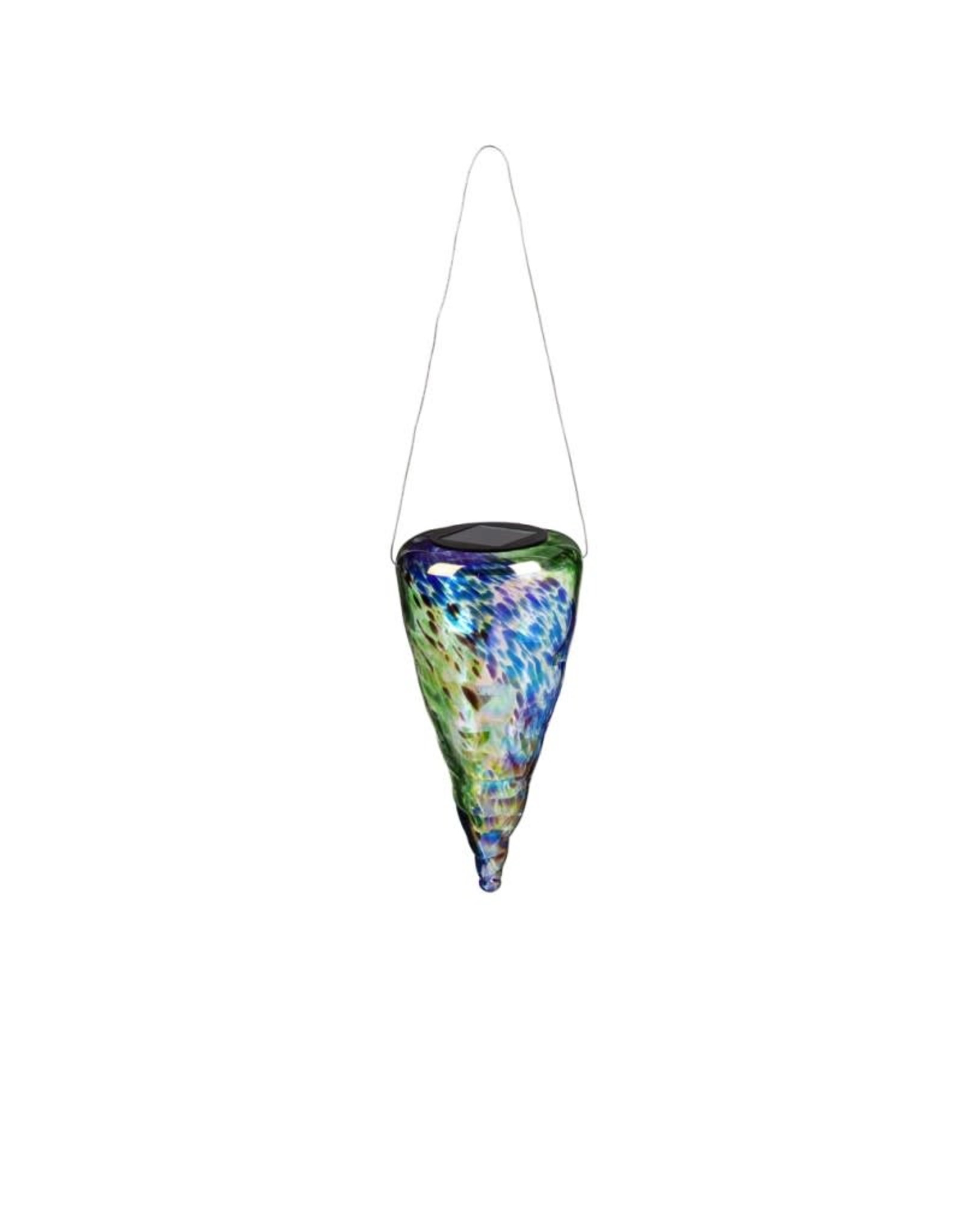 Solar Hanging Lantern - Blue & Green Art Glass