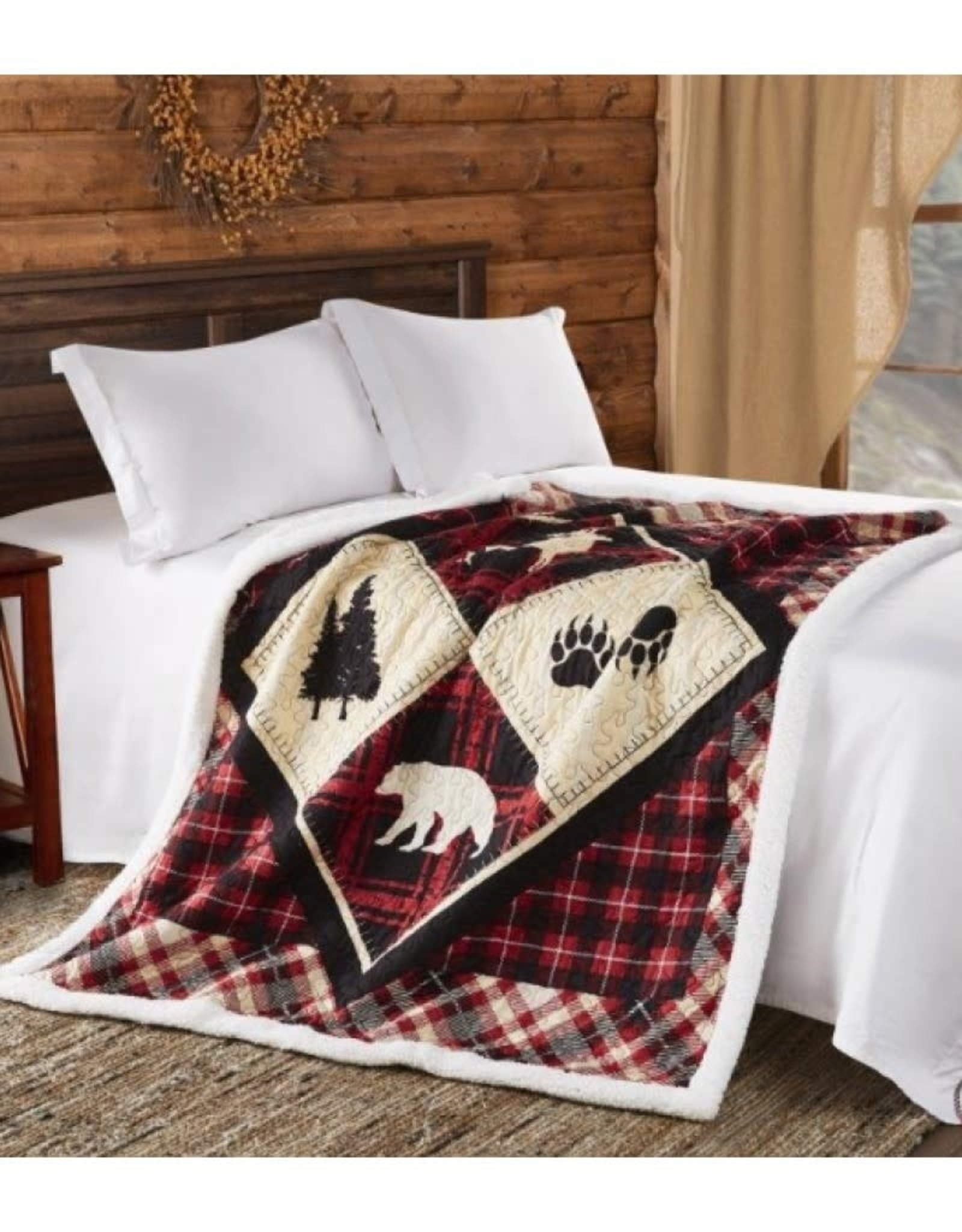 Quilted Sherpa Throw - Diamond Bear