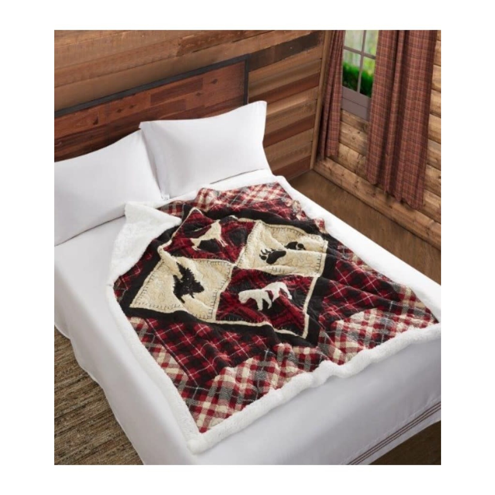 Quilted Sherpa Throw - Diamond Bear