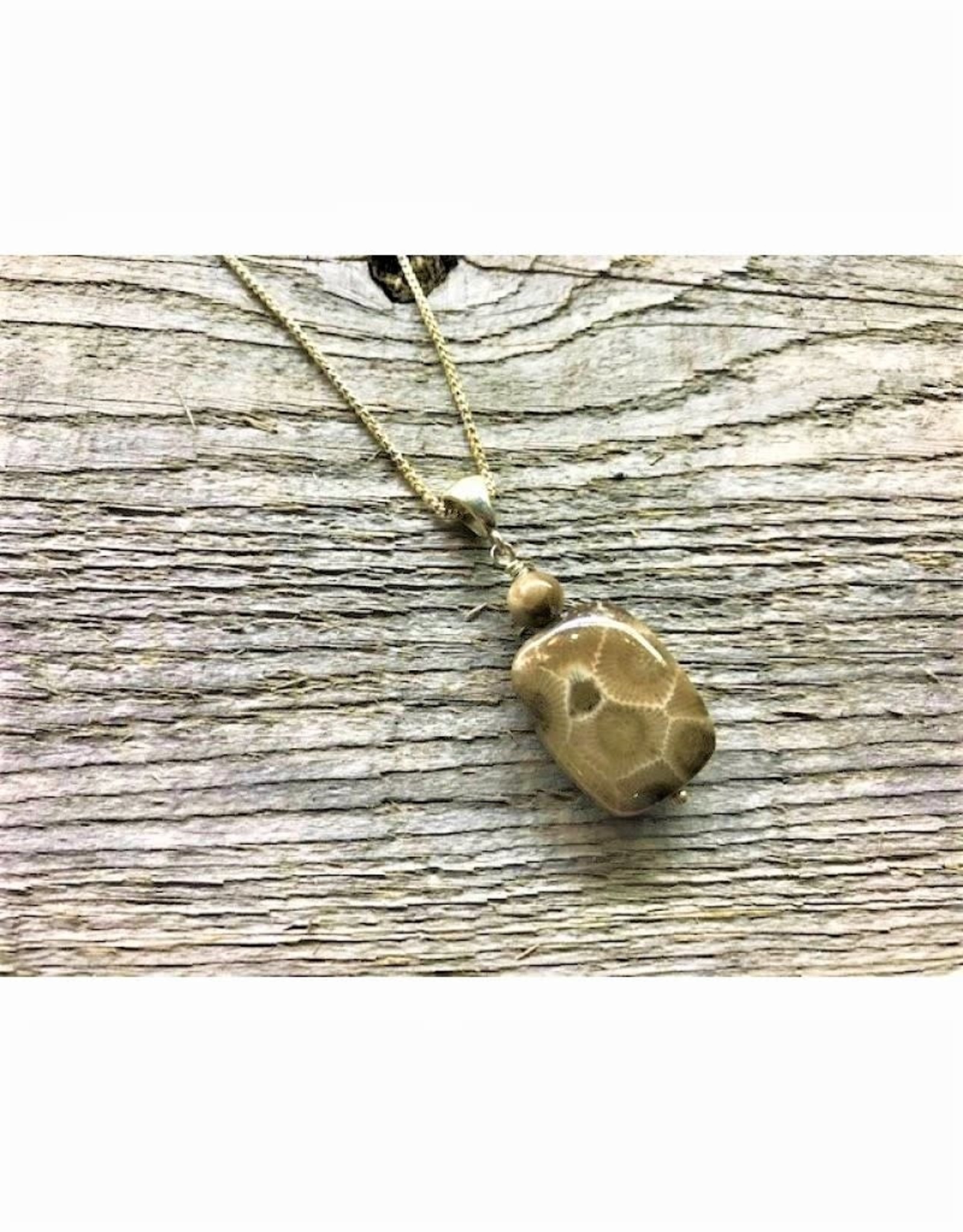 Necklace Pendant - Petoskey Stone with 