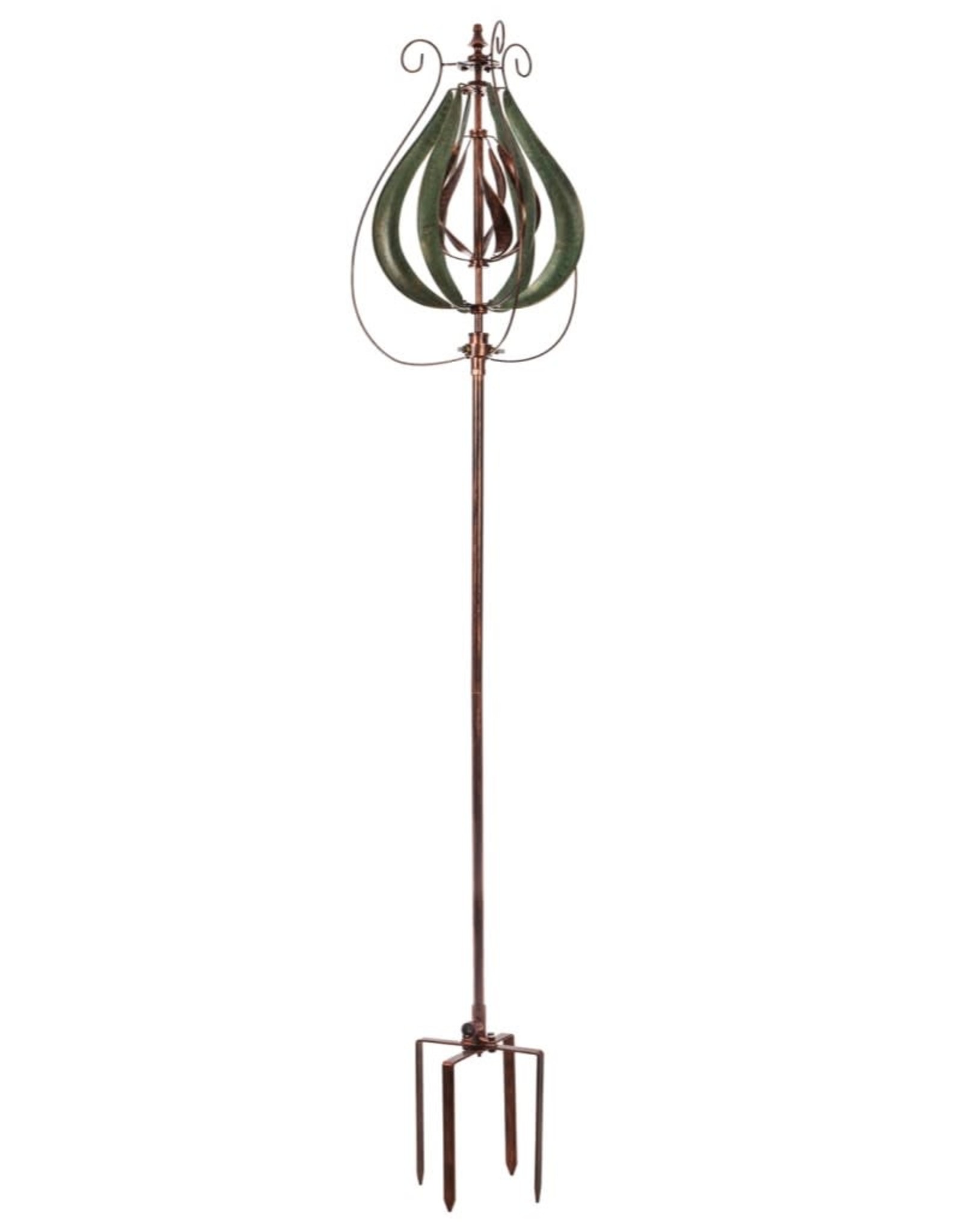 Kinetic Wind Spinner Stake - Misting Copper & Verdigris Tulip