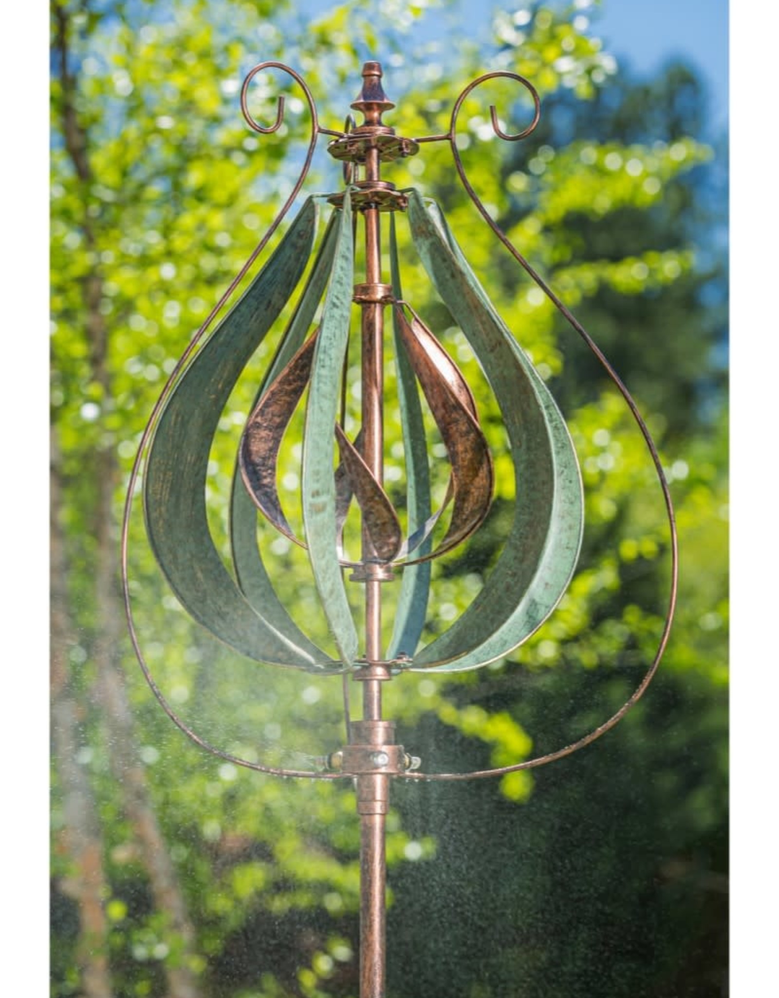 Wind Spinner Stake Misting Copper & Verdigris Tulip The