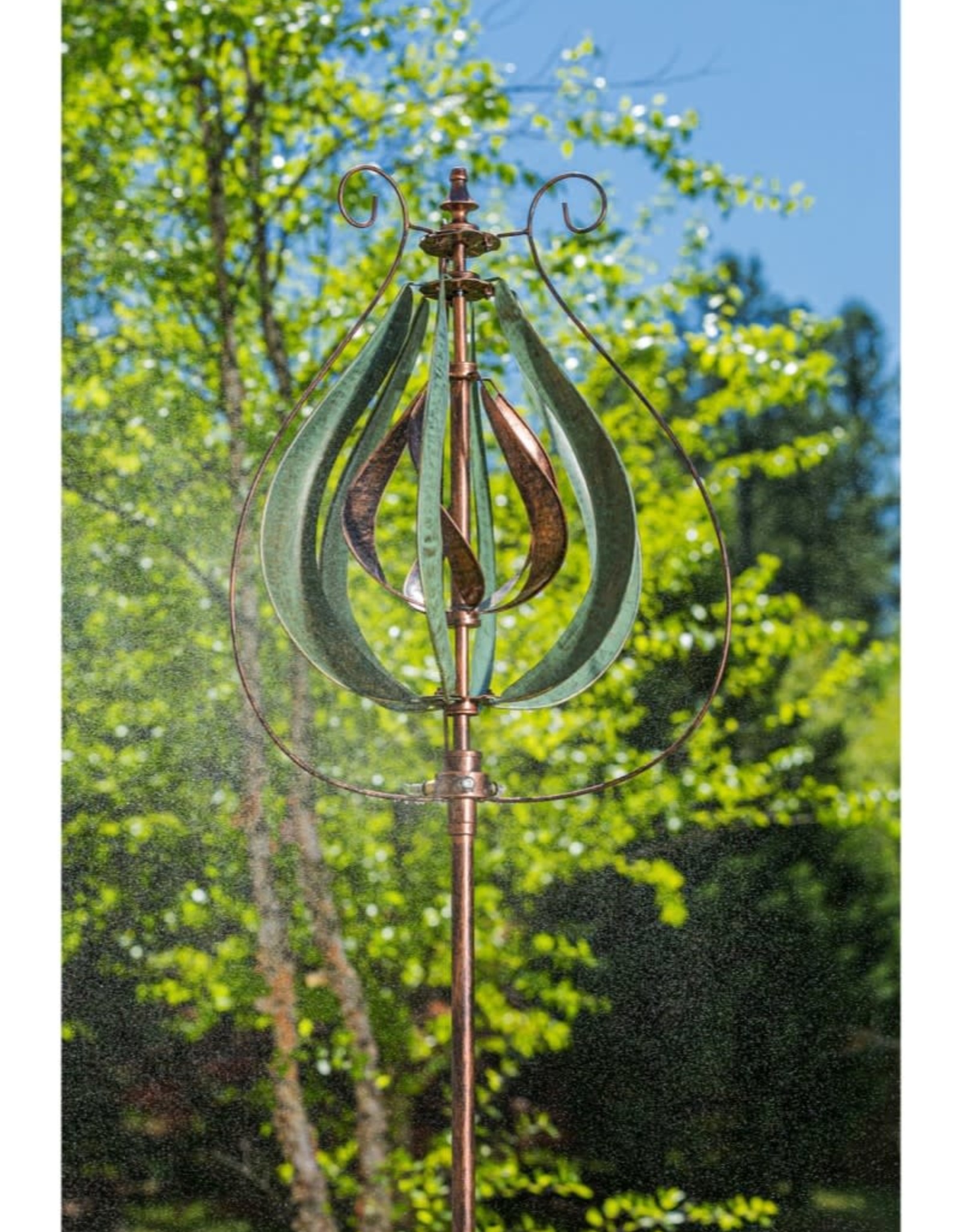 Wind Spinner Stake Misting Copper & Verdigris Tulip The