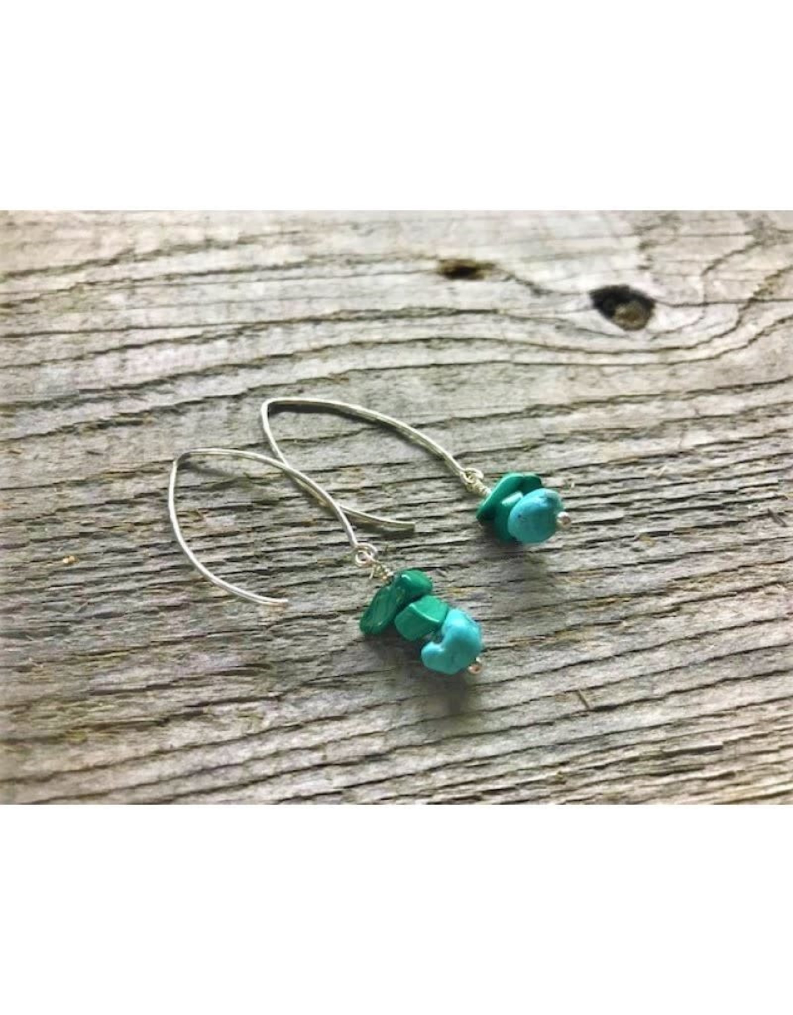 Long Wire Earrings - Malachite & Turquoise