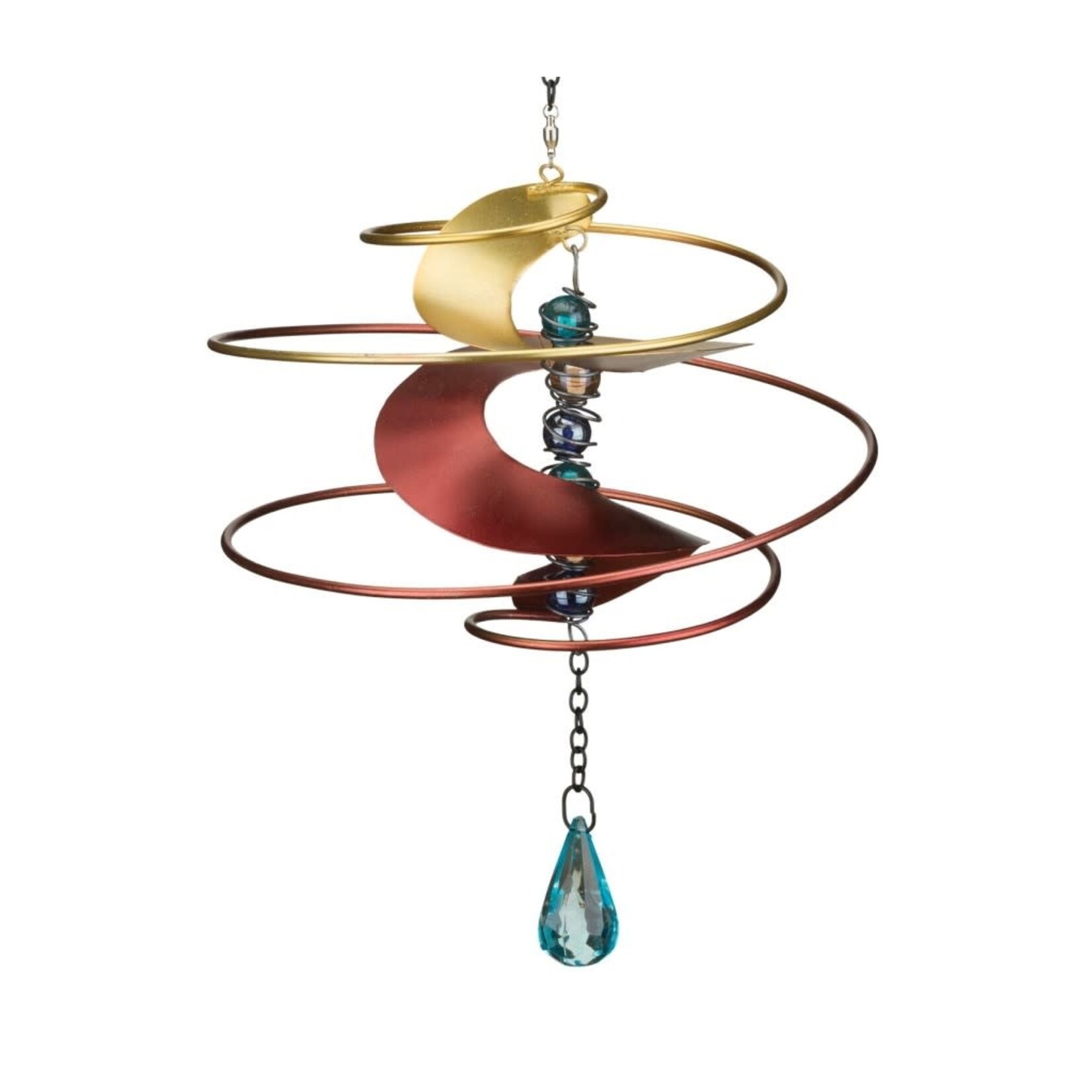 Hanging Wind Spinner - Red w/Blue Jewel