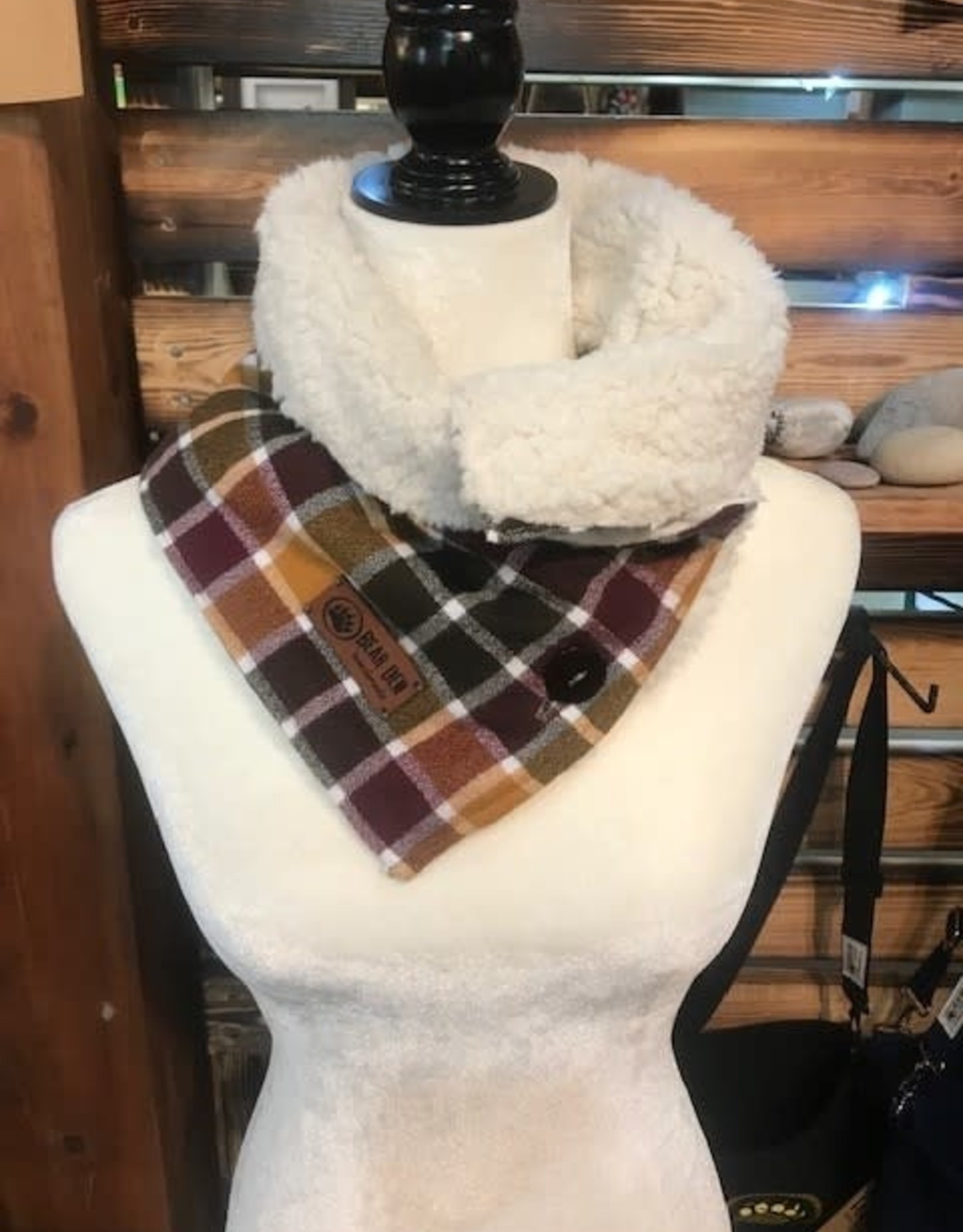 Bear Den Handmade Sherpa & Flannel Neck Warmer - Cider