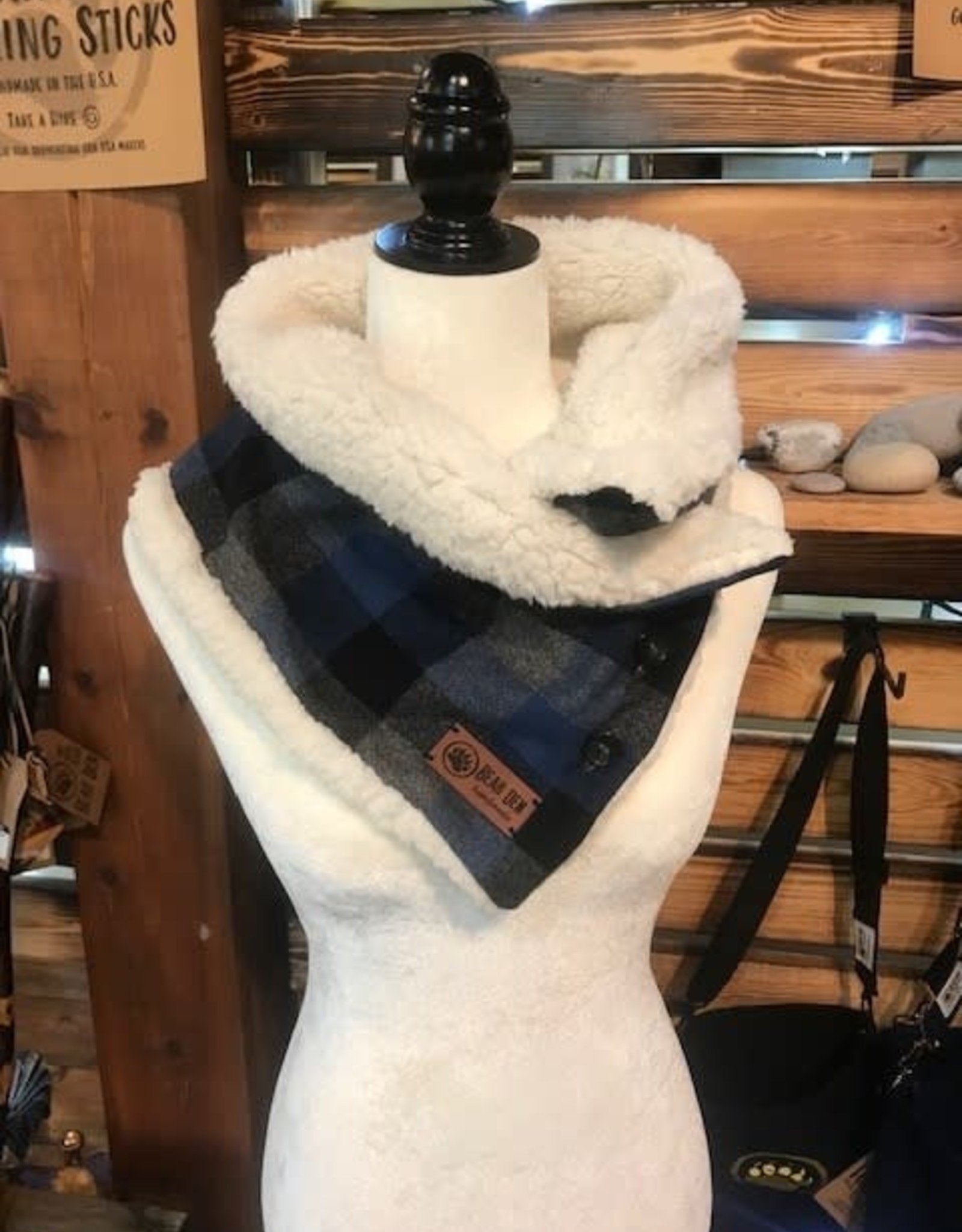 Bear Den Handmade Sherpa & Flannel Neck Warmer - Ocean