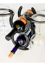 Horseshoe Wine Rack - 2 Bottle & Glasses Rack
