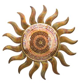 Garden Wall - Flamed Copper Mosaic Sun 29''