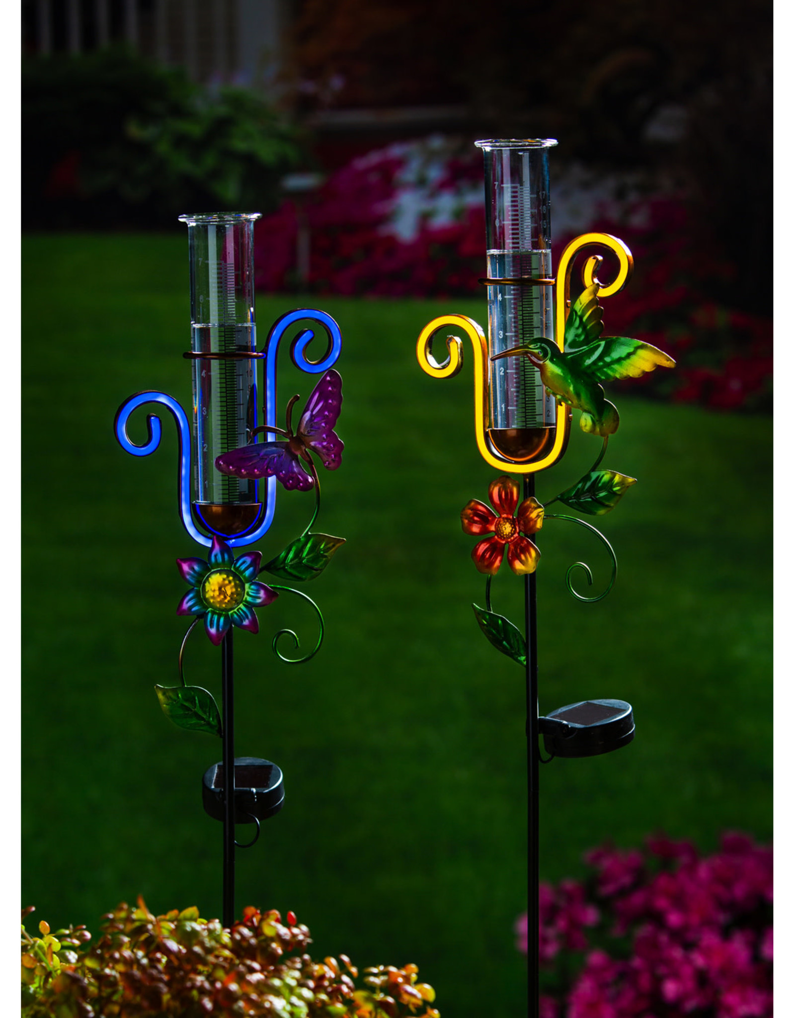 Venniy Rain Gauge Outdoor,7 Glass Rain Gauge with Metal Stake, Decorative  Bird Rain Gauge for Yard Garden Lawn Decor