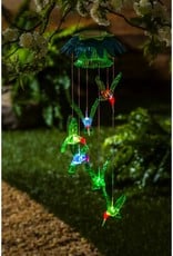 Solar Mobile - Color Changing Hummingbirds w/ Flower Top