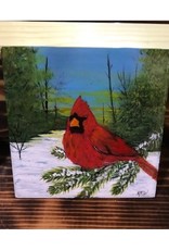 Handpainted Tile - Cardinal in Winter III