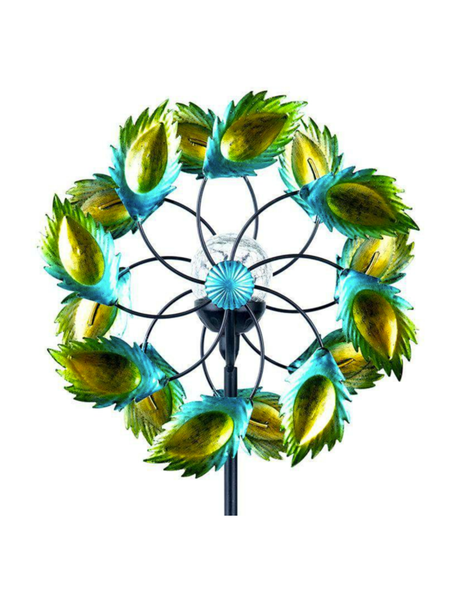 Kinetic Wind Spinner Stake - Solar Peacock Feathers