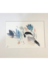 Michelle Detering Limited Matted Print - Chickadee with Flowers