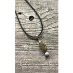 Necklace Pendant - Petoskey & Blue Opal