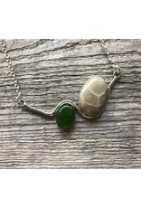 Wave Necklace - Jade & Petoskey Stone