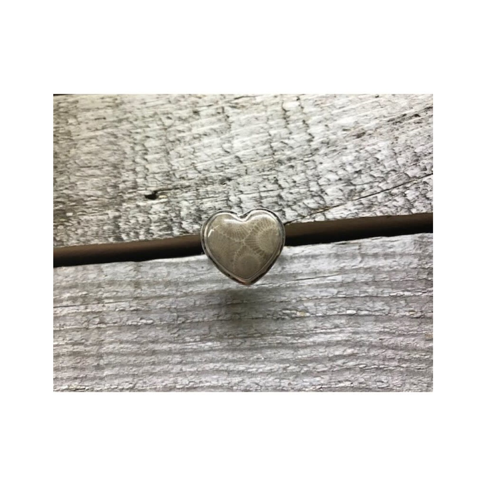 Sterling Silver Ring - Petoskey Heart Size 6.75