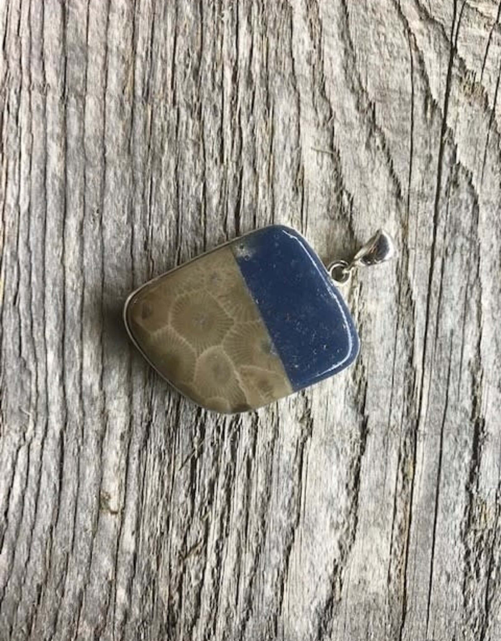 Necklace Pendant - Dual Leland Blue & Petoskey Stone