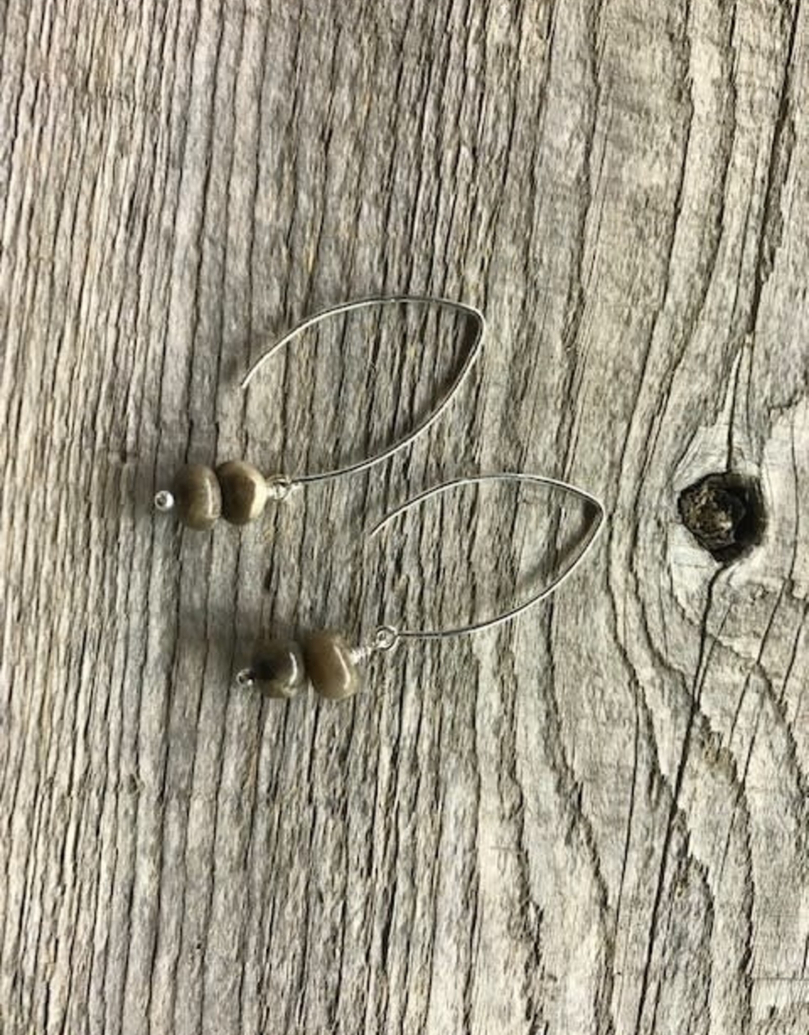 Long Wire Earrings - Petoskey Stone