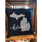 Bear Den Brand - Home Collection Embroidered Square Pillow - Navy/Petoskey/Home