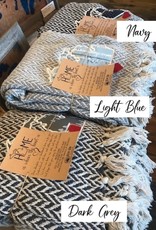 Bear Den Handmade Home is Where the Heart is - Knit Blanket - Light Blue/Birch