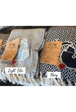 Bear Den Handmade Home is Where the Heart is - Knit Blanket - Light Blue