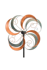 Kinetic Wind Spinner Stake - Verdigris Swirls